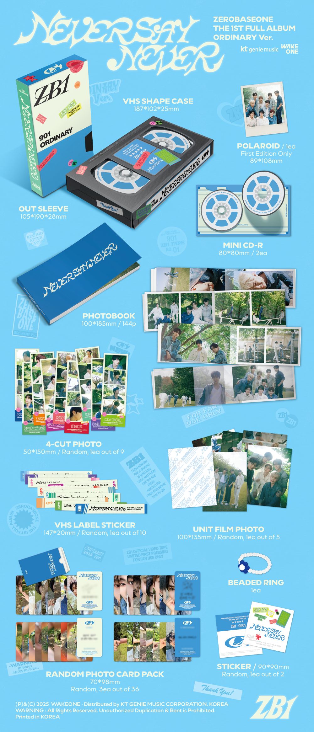 제로베이스원 - ZEROBASEONE THE 1ST FULL ALBUM [NEVER SAY NEVER] PHOTOBOOK Ver.(ICON & ORDINARY)(2종 중 랜덤발송)